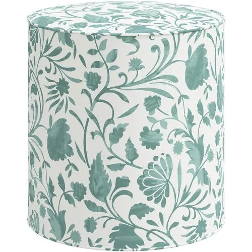 Harper Vine Floral Ottoman - Green