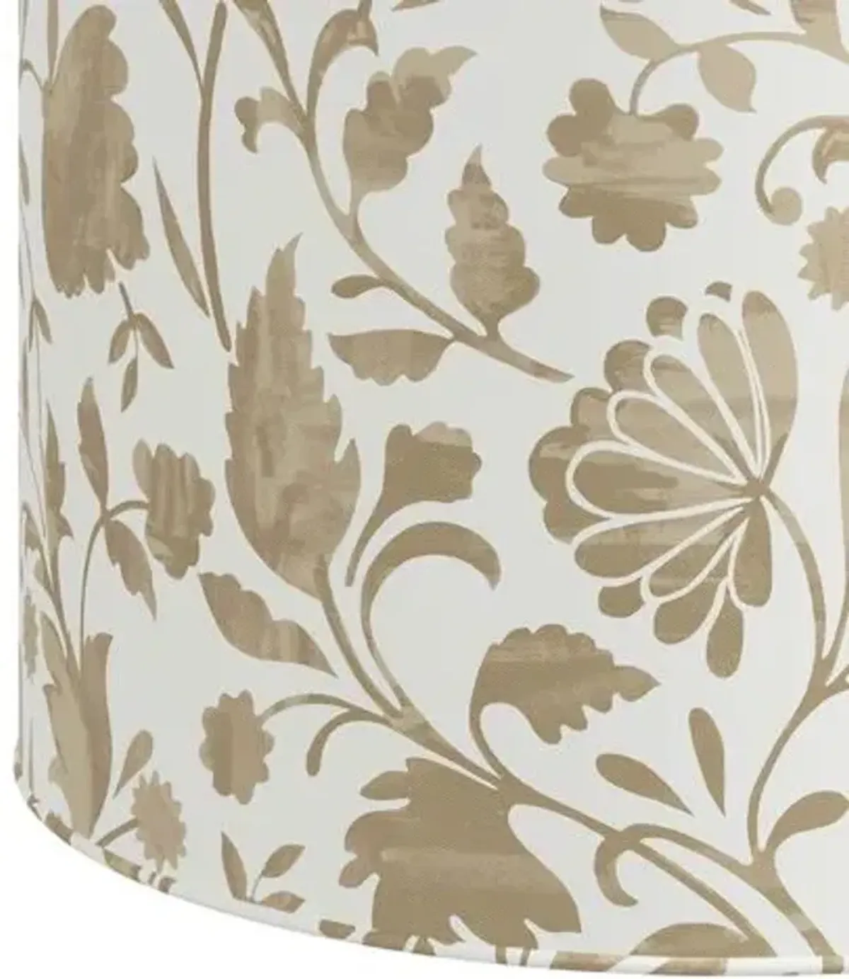 Harper Vine Floral Ottoman - Beige