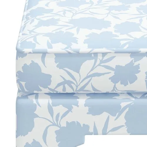 Maude Garden Floral Ottoman - Blue