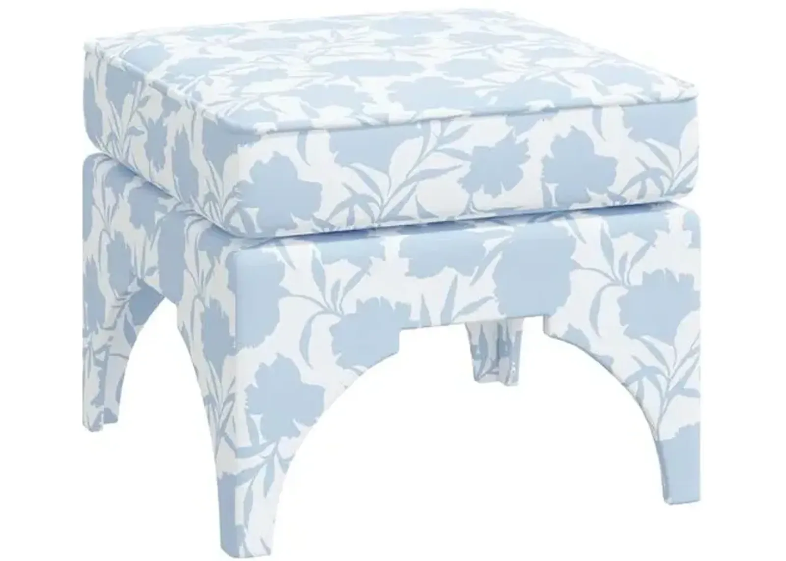 Maude Garden Floral Ottoman - Blue