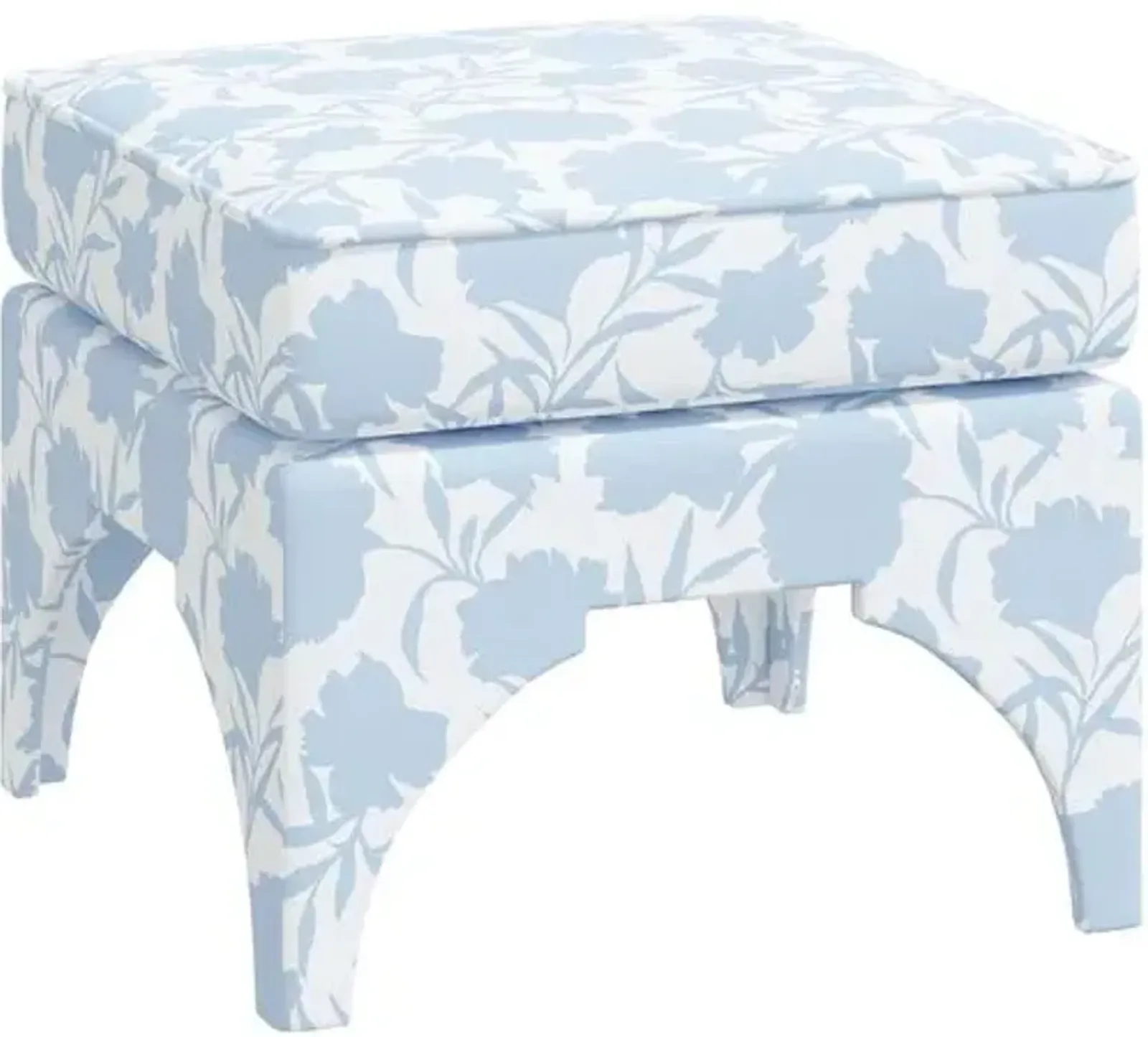 Maude Garden Floral Ottoman - Blue