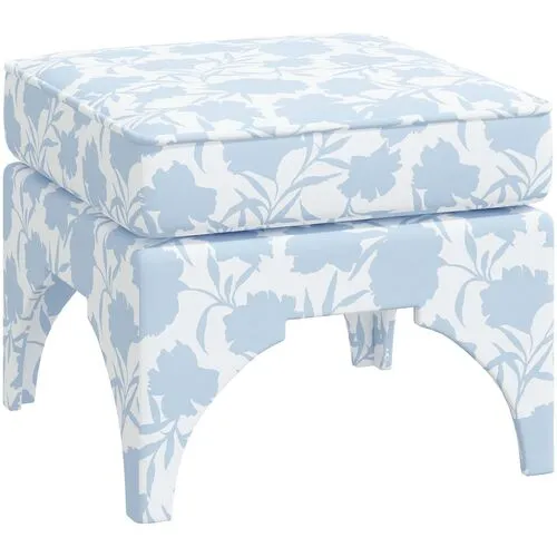 Maude Garden Floral Ottoman - Blue