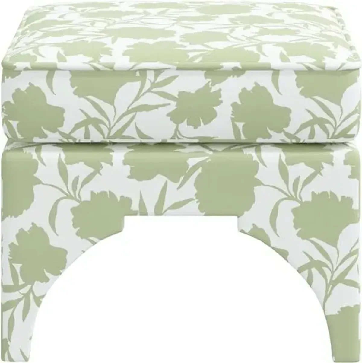 Maude Garden Floral Ottoman - Green