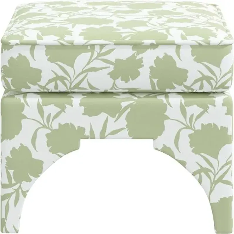 Maude Garden Floral Ottoman - Green