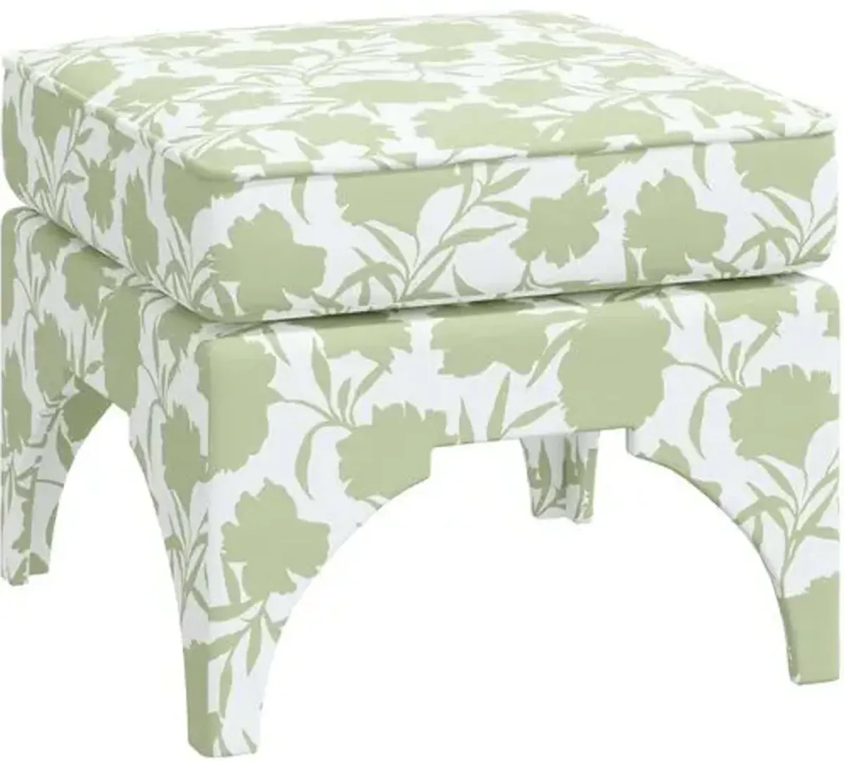 Maude Garden Floral Ottoman - Green