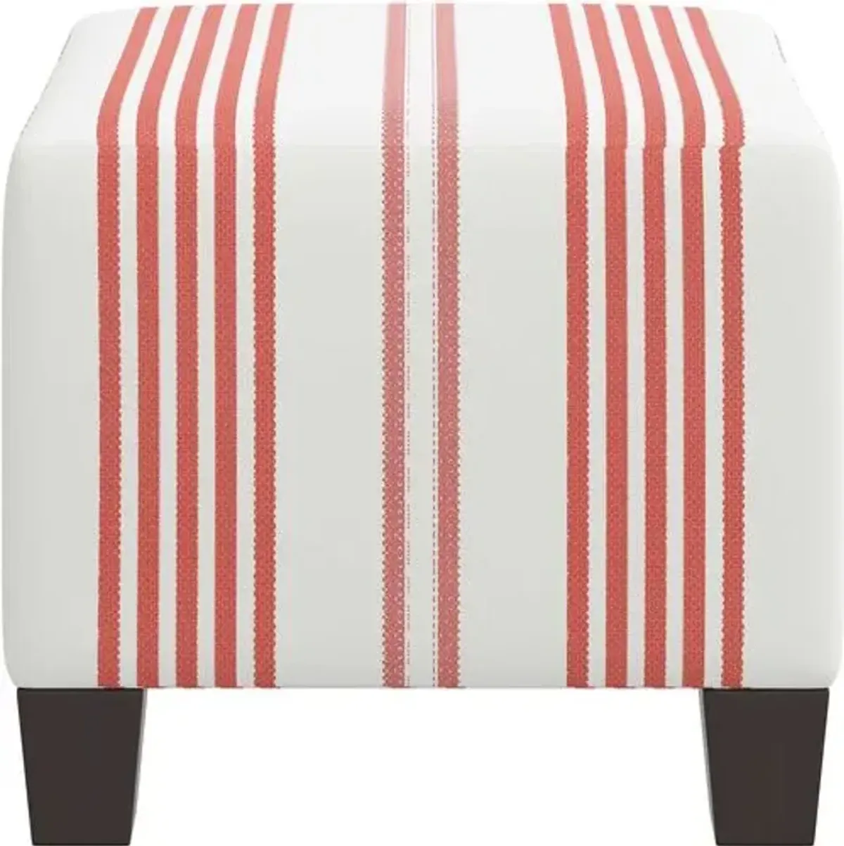 Berit Ticking Stripe Ottoman - Red