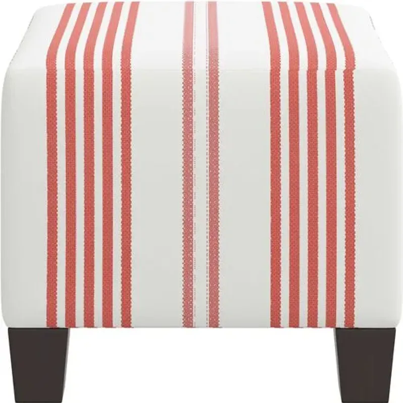 Berit Ticking Stripe Ottoman - Red