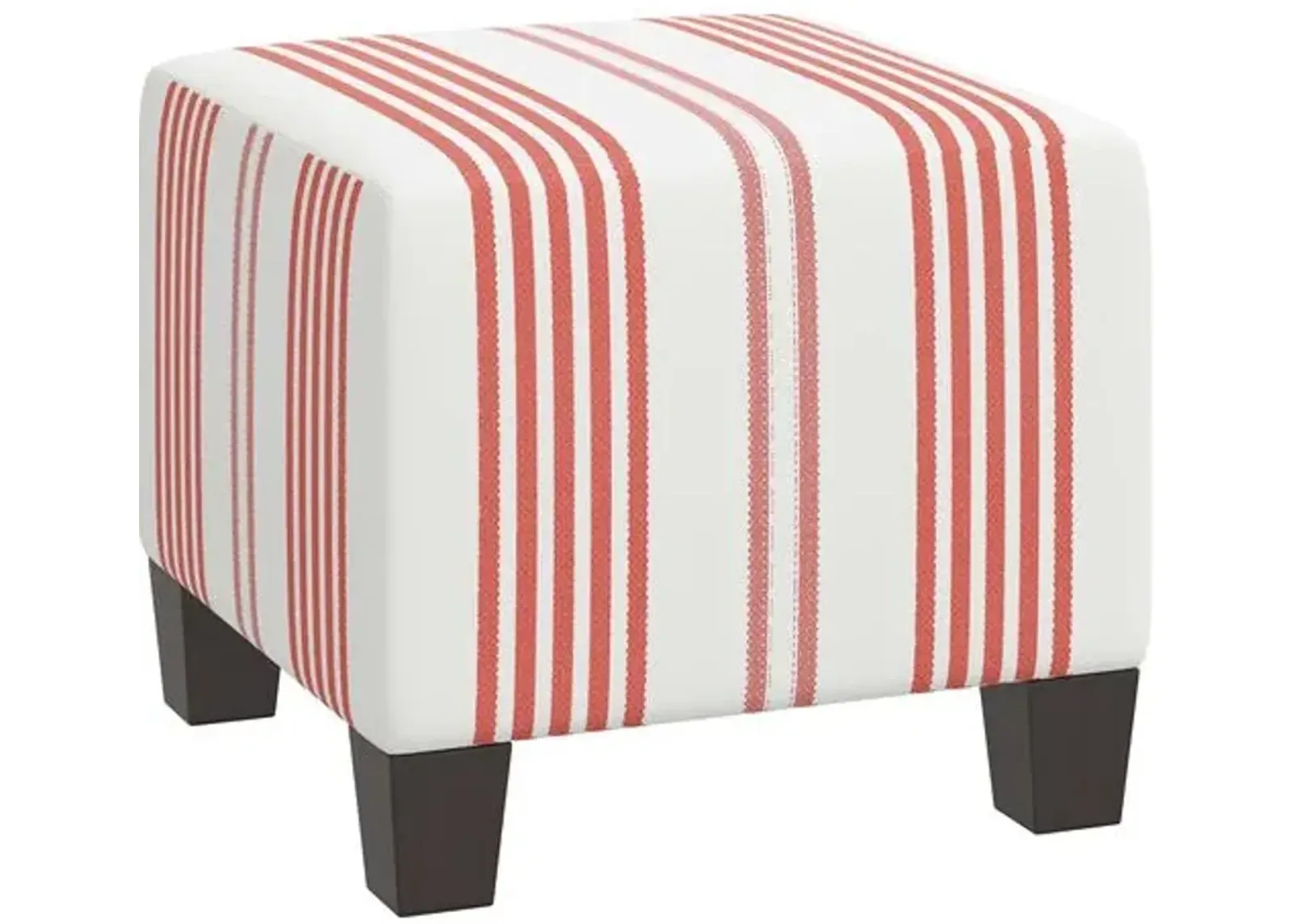 Berit Ticking Stripe Ottoman - Red