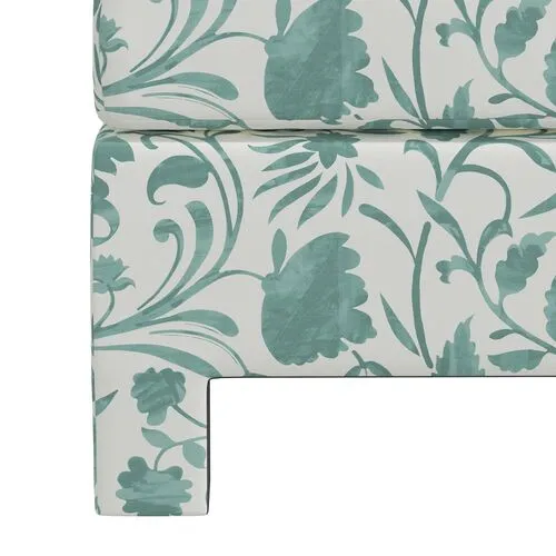 Bryn Vine Floral Ottoman - Green