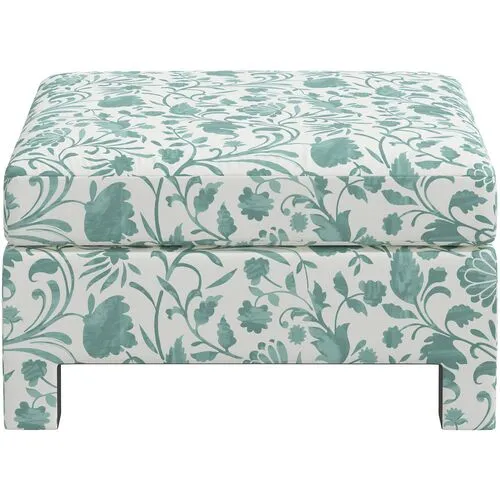 Bryn Vine Floral Ottoman - Green