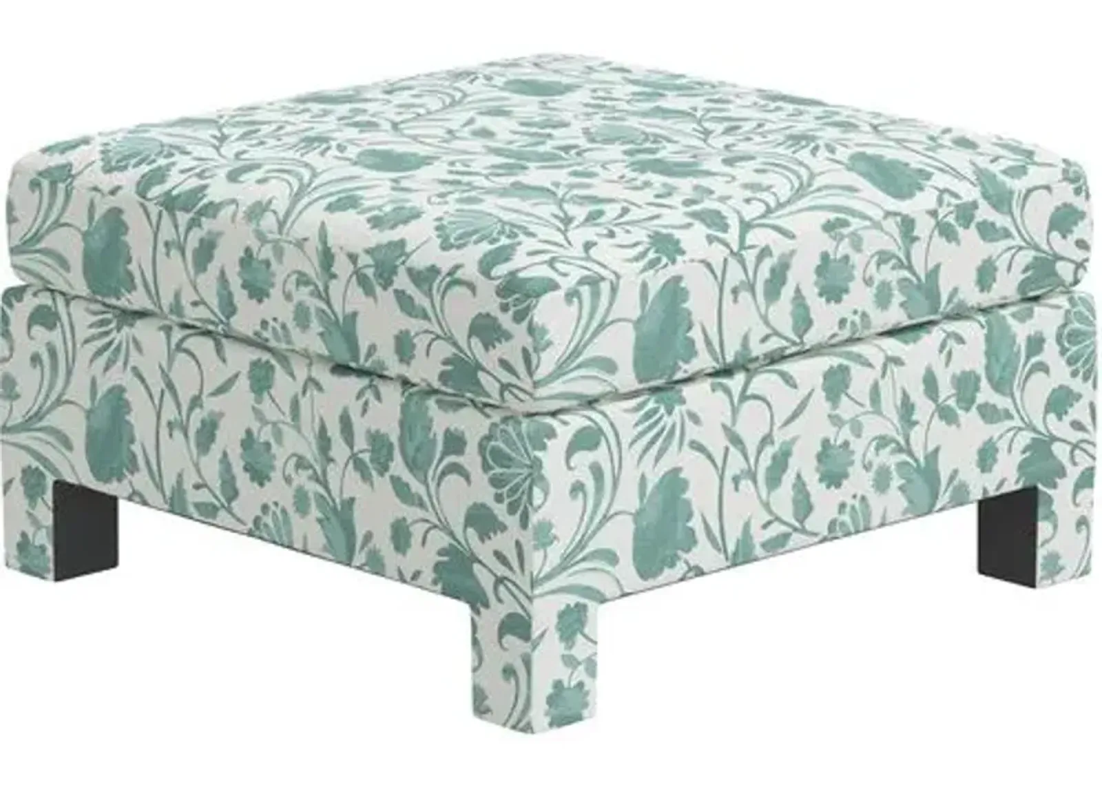 Bryn Vine Floral Ottoman - Green