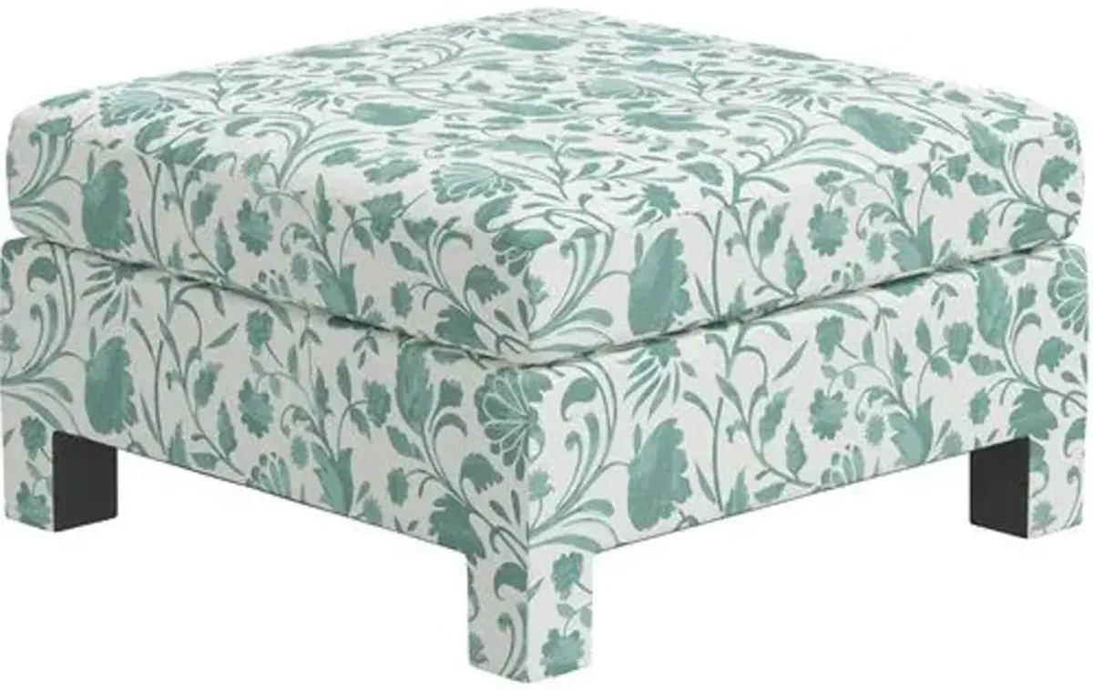 Bryn Vine Floral Ottoman - Green