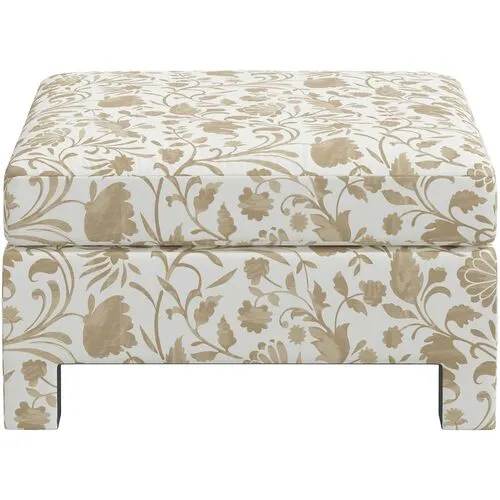 Bryn Vine Floral Ottoman - Beige