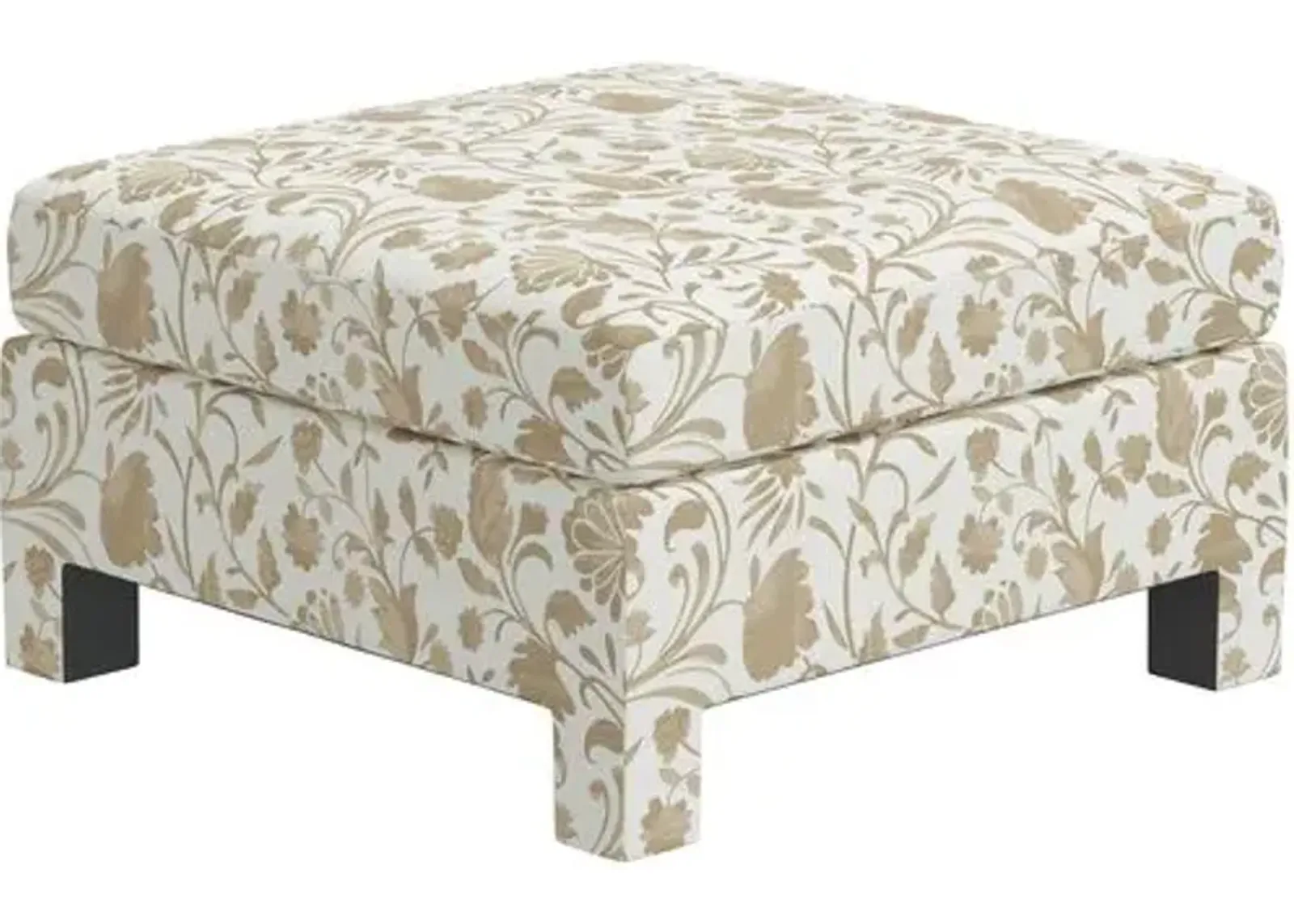 Bryn Vine Floral Ottoman - Beige