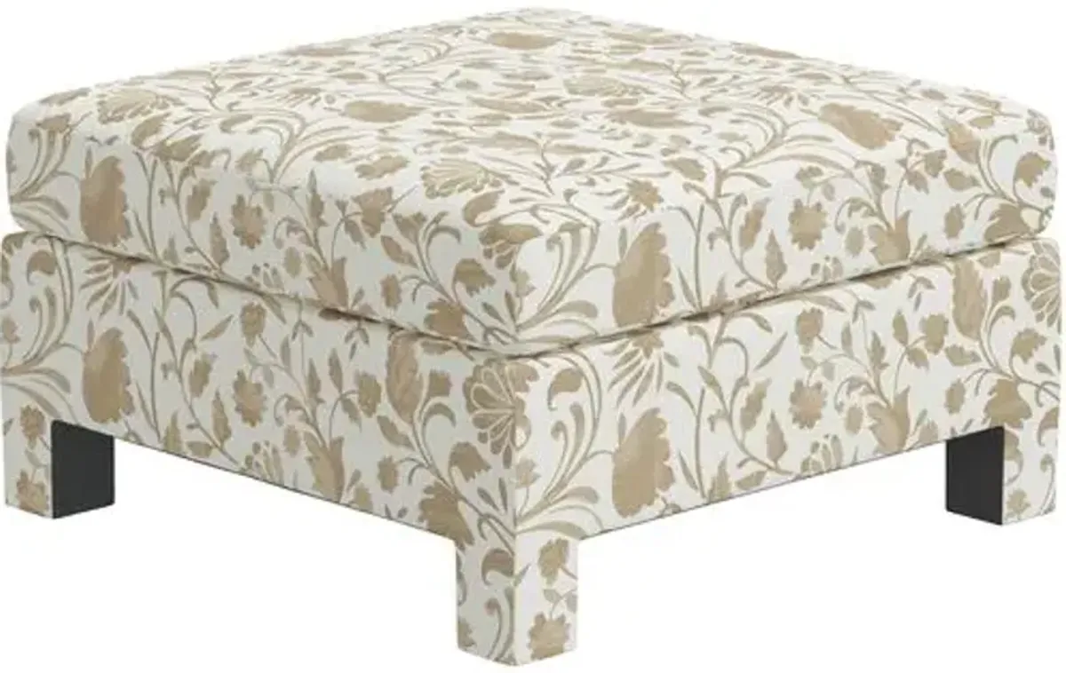 Bryn Vine Floral Ottoman - Beige