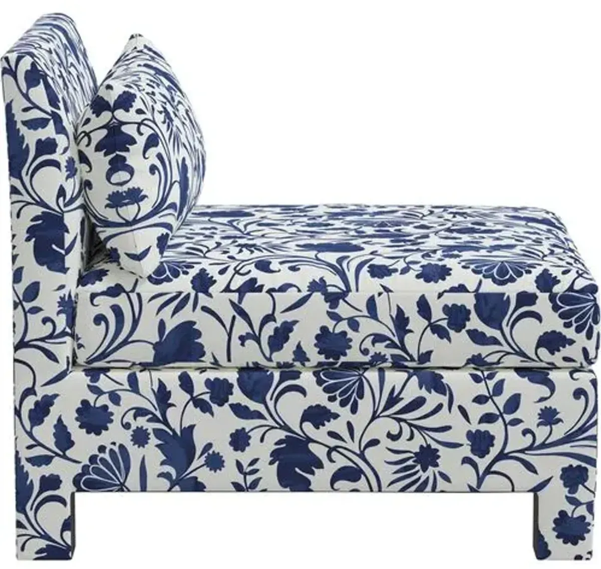 Bryn Vine Floral Slipper Chair - Blue