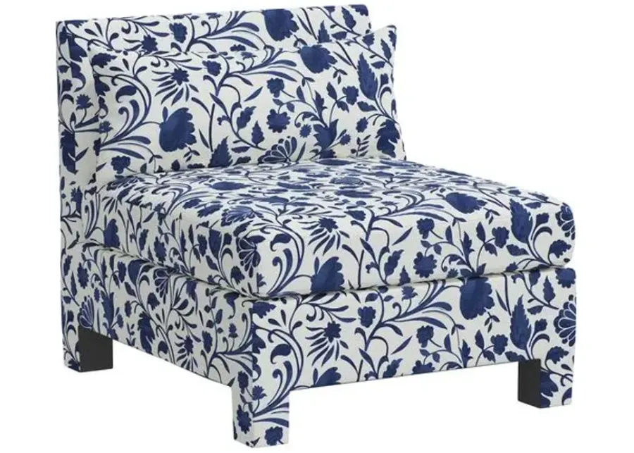 Bryn Vine Floral Slipper Chair - Blue