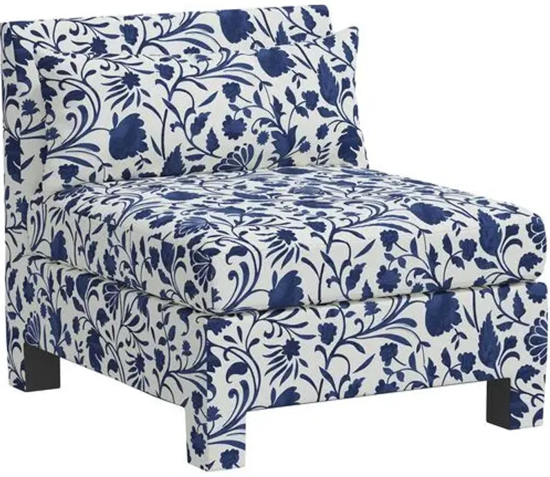 Bryn Vine Floral Slipper Chair - Blue