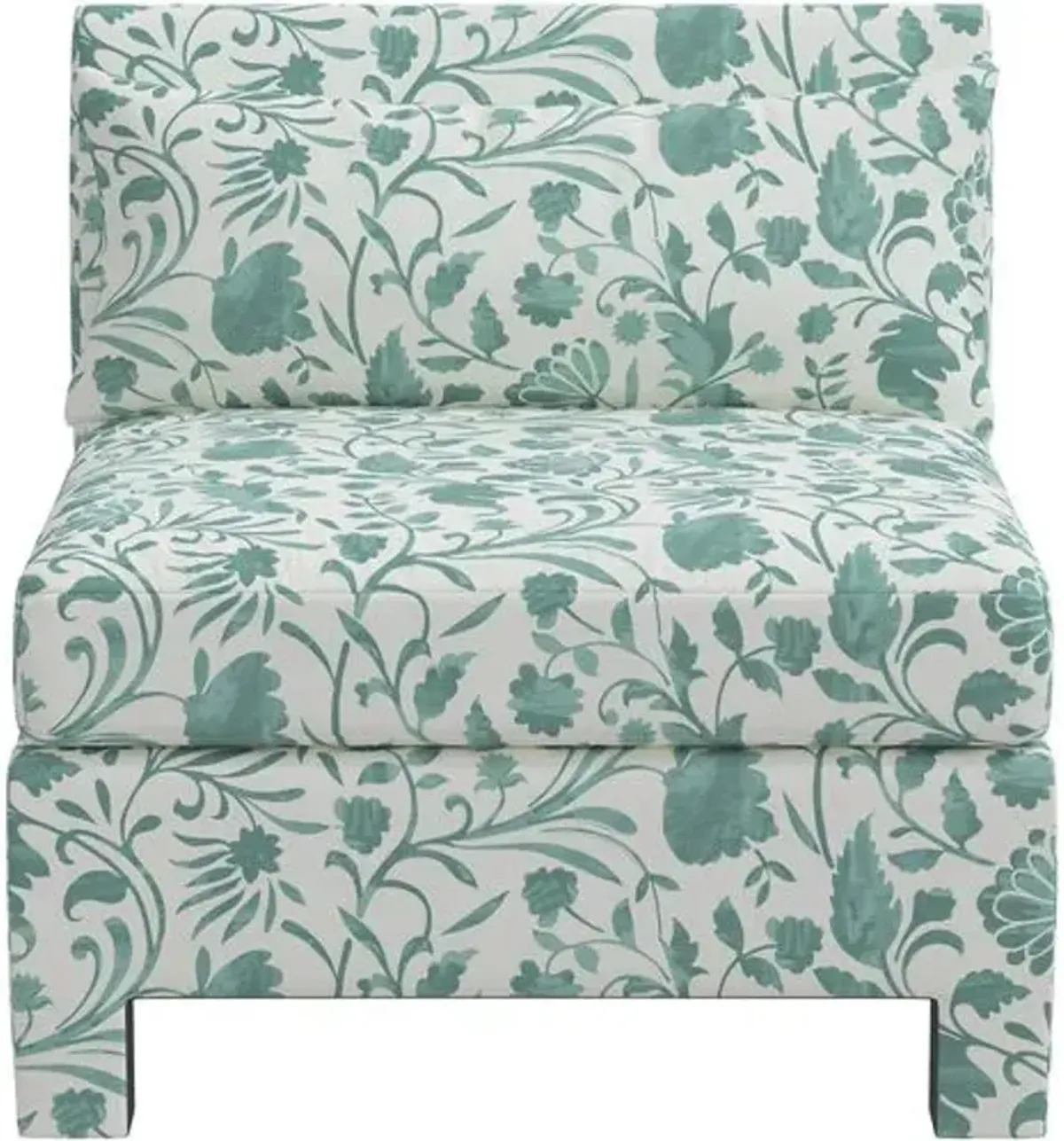 Bryn Vine Floral Slipper Chair - Green