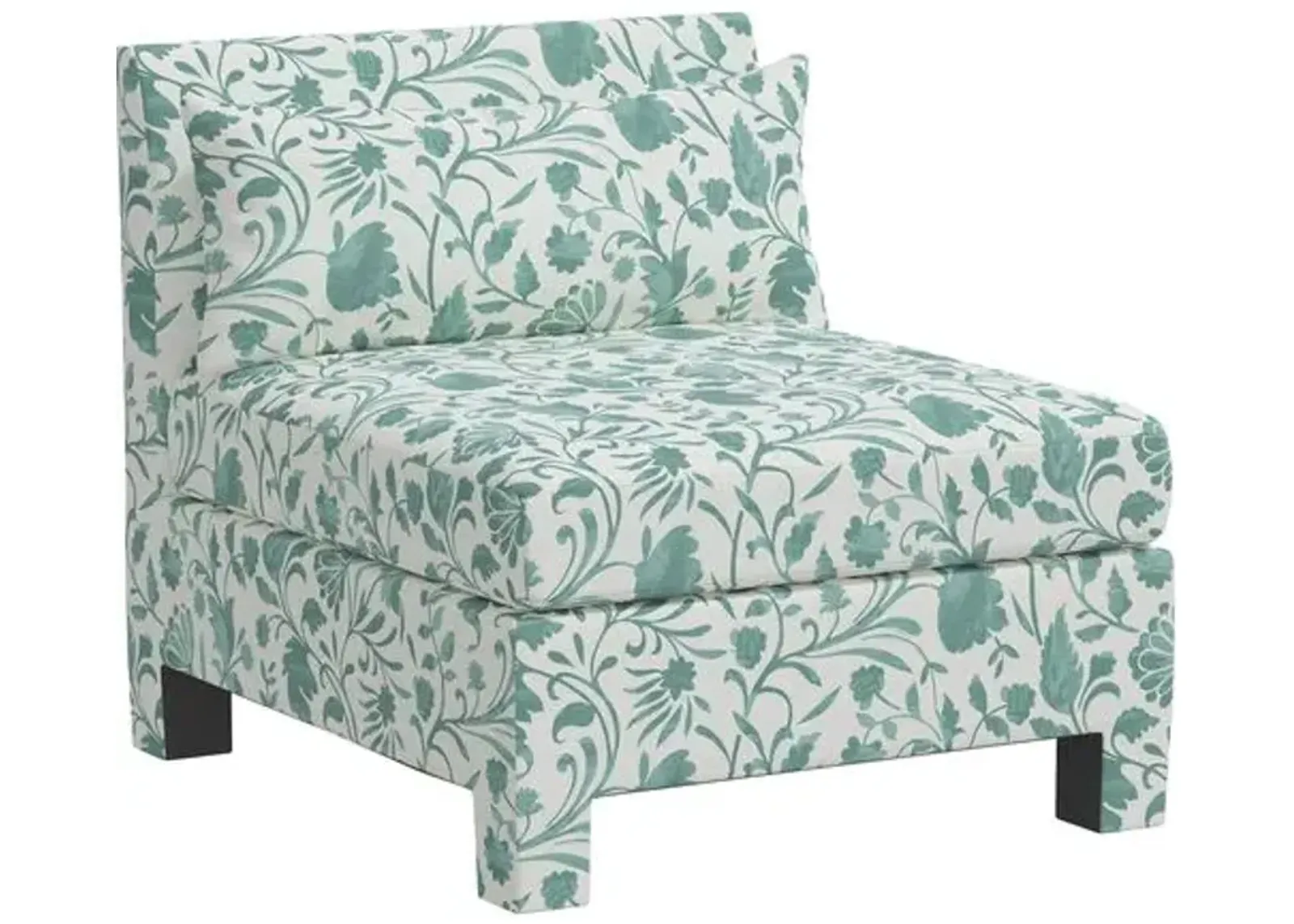 Bryn Vine Floral Slipper Chair - Green