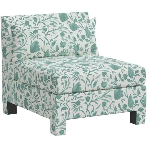 Bryn Vine Floral Slipper Chair - Green