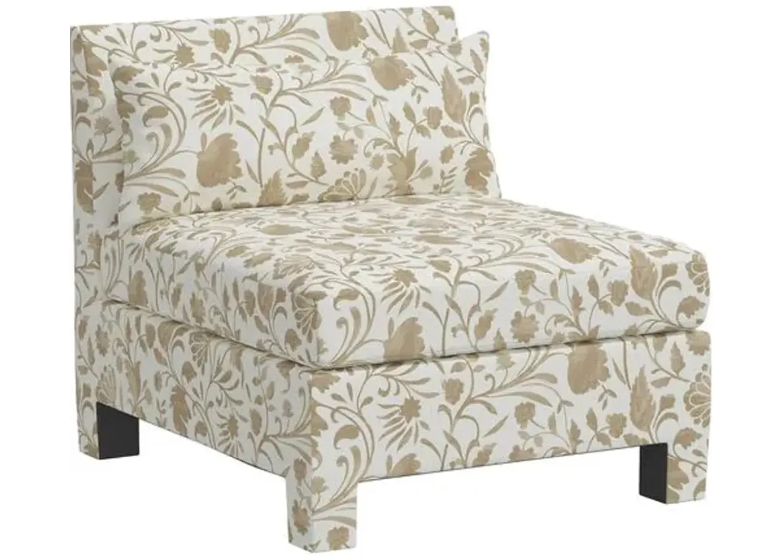 Bryn Vine Floral Slipper Chair - Beige