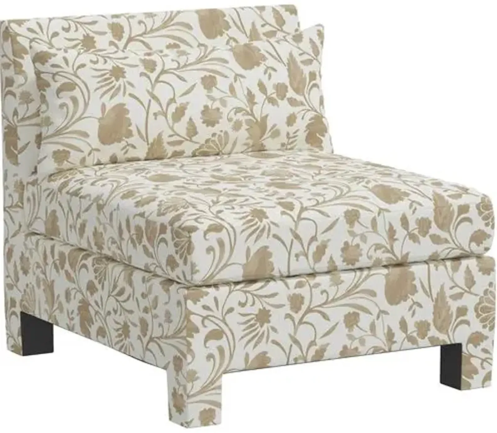 Bryn Vine Floral Slipper Chair - Beige