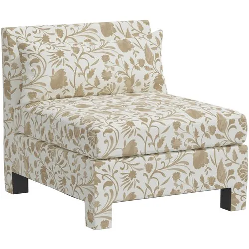 Bryn Vine Floral Slipper Chair - Beige