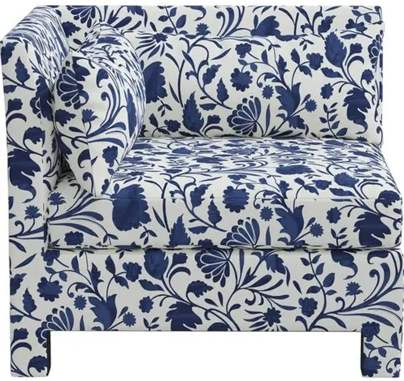 Bryn Vine Floral Corner Chair - Blue