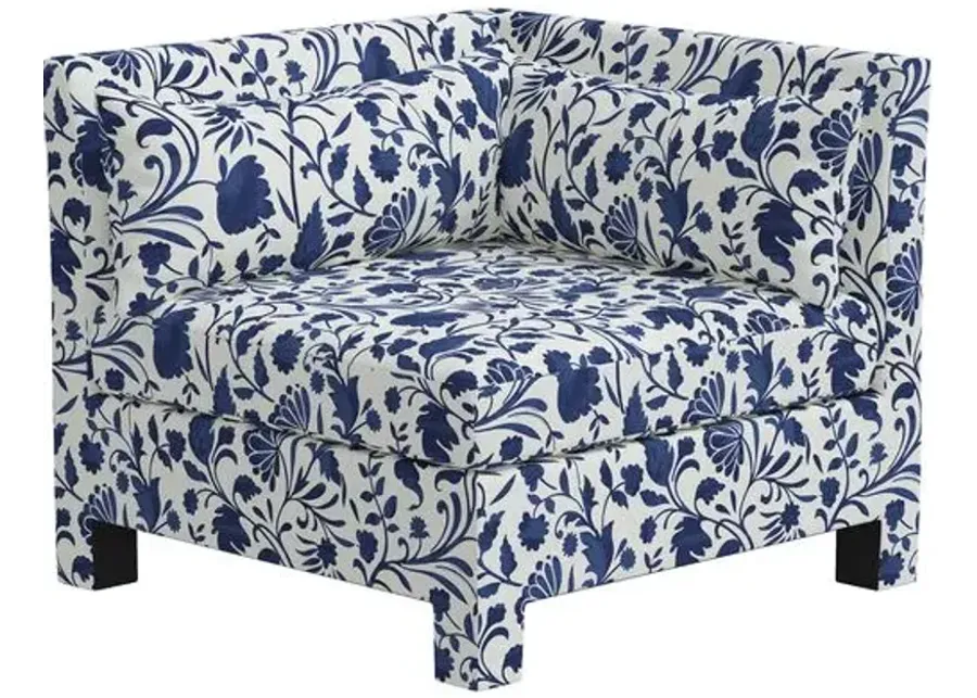 Bryn Vine Floral Corner Chair - Blue