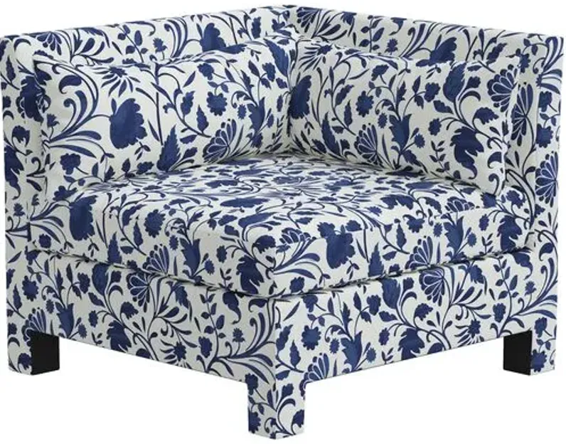 Bryn Vine Floral Corner Chair - Blue