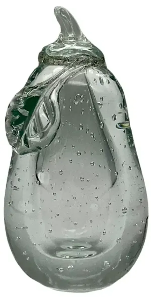 Hand-Blown Art Glass Pear - Pilar Collection - Clear