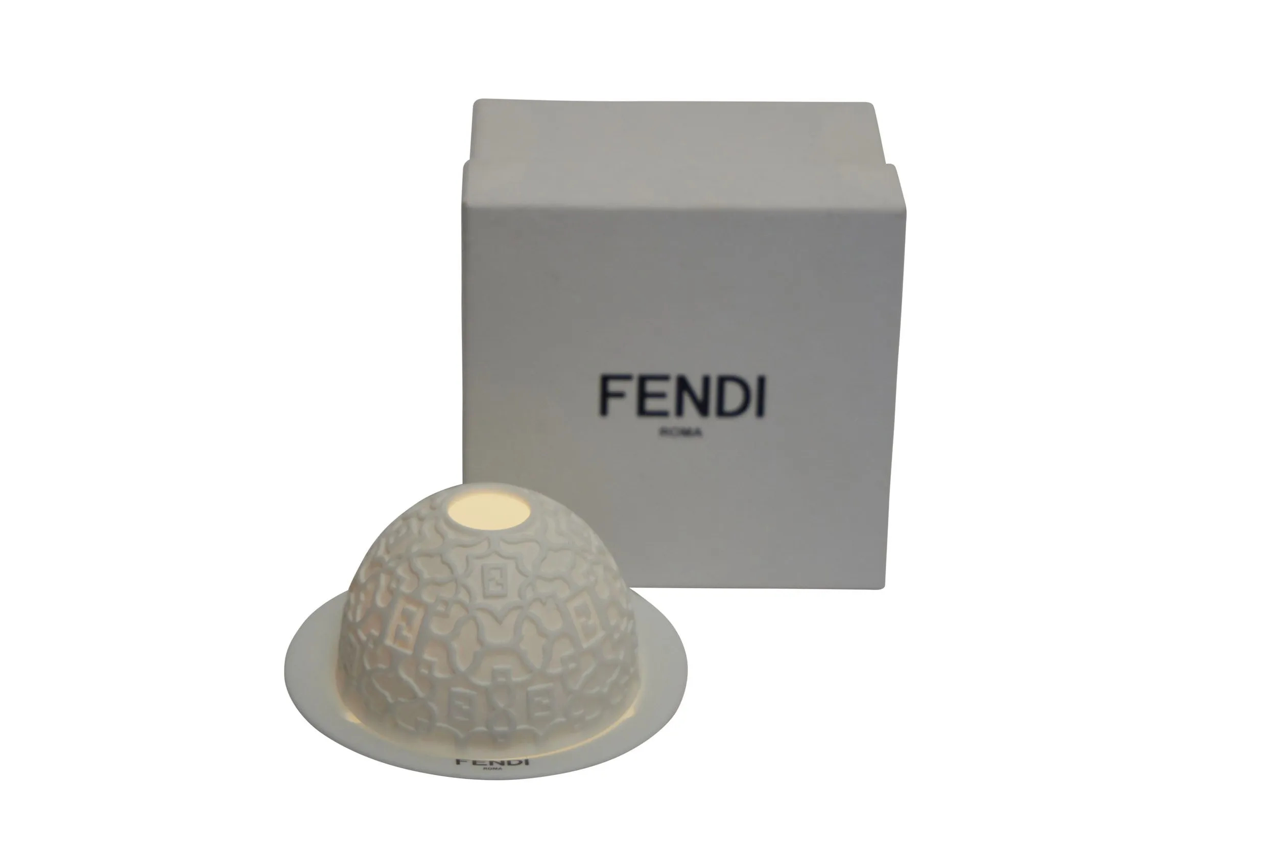 FENDI White Ceramic Candle Holder - Vintage Lux