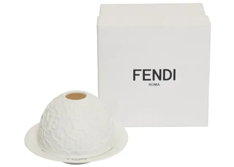 FENDI White Ceramic Candle Holder - Vintage Lux