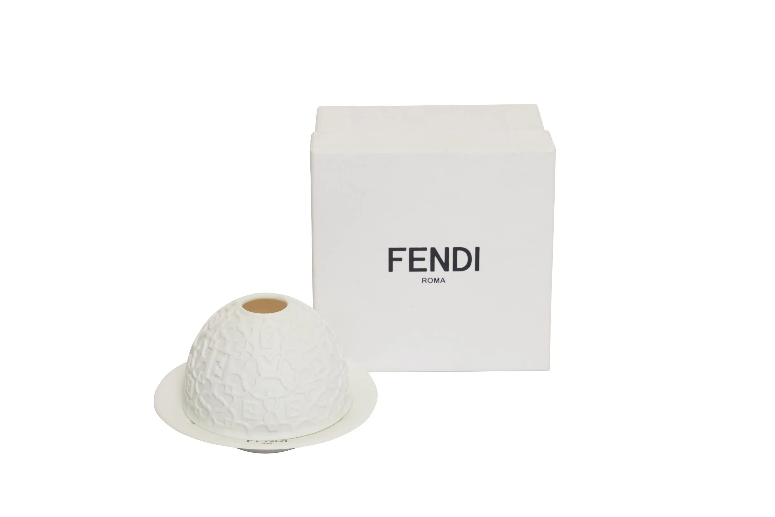 FENDI White Ceramic Candle Holder - Vintage Lux