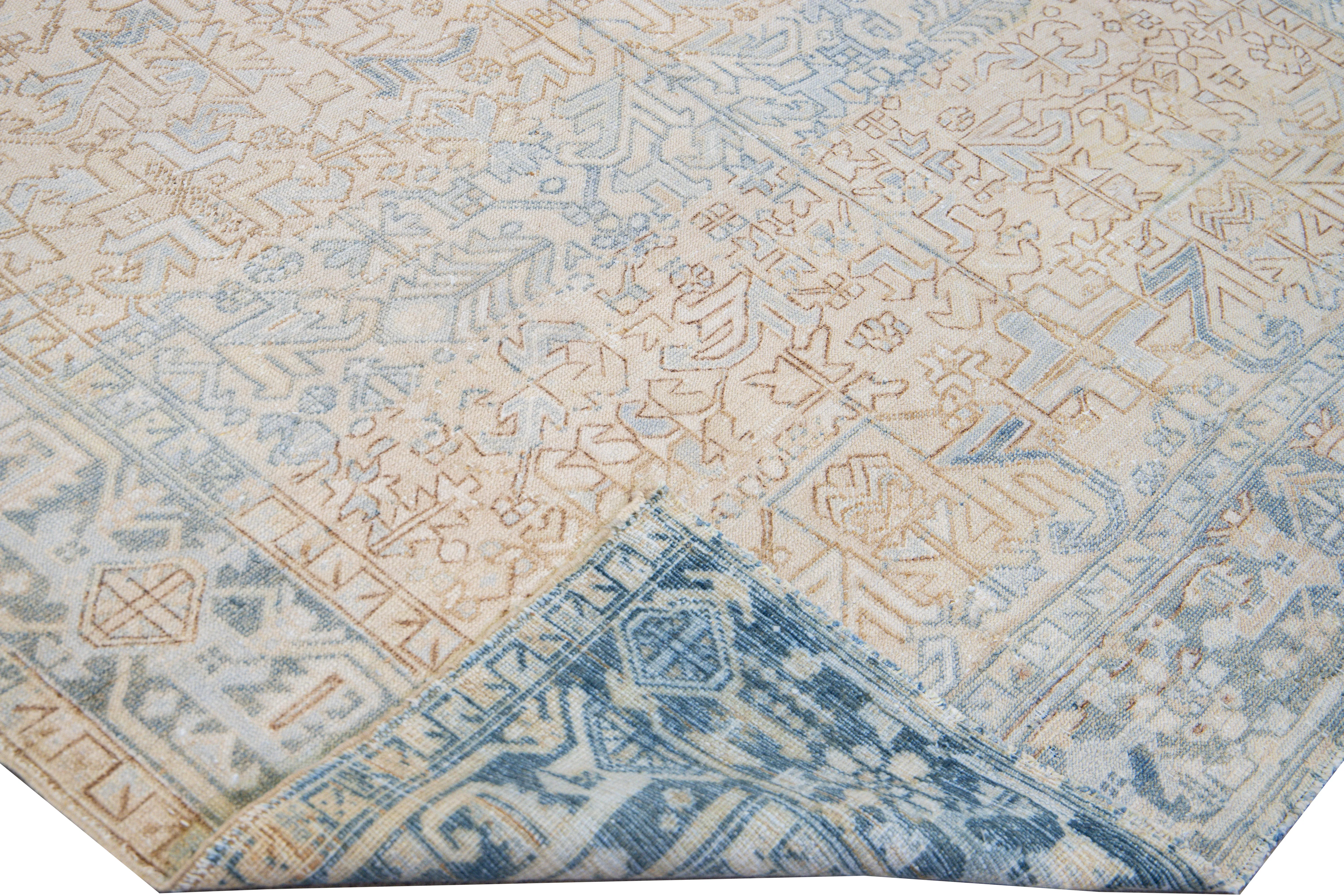 Antique Heriz Beige Wool Rug - Apadana - Beige