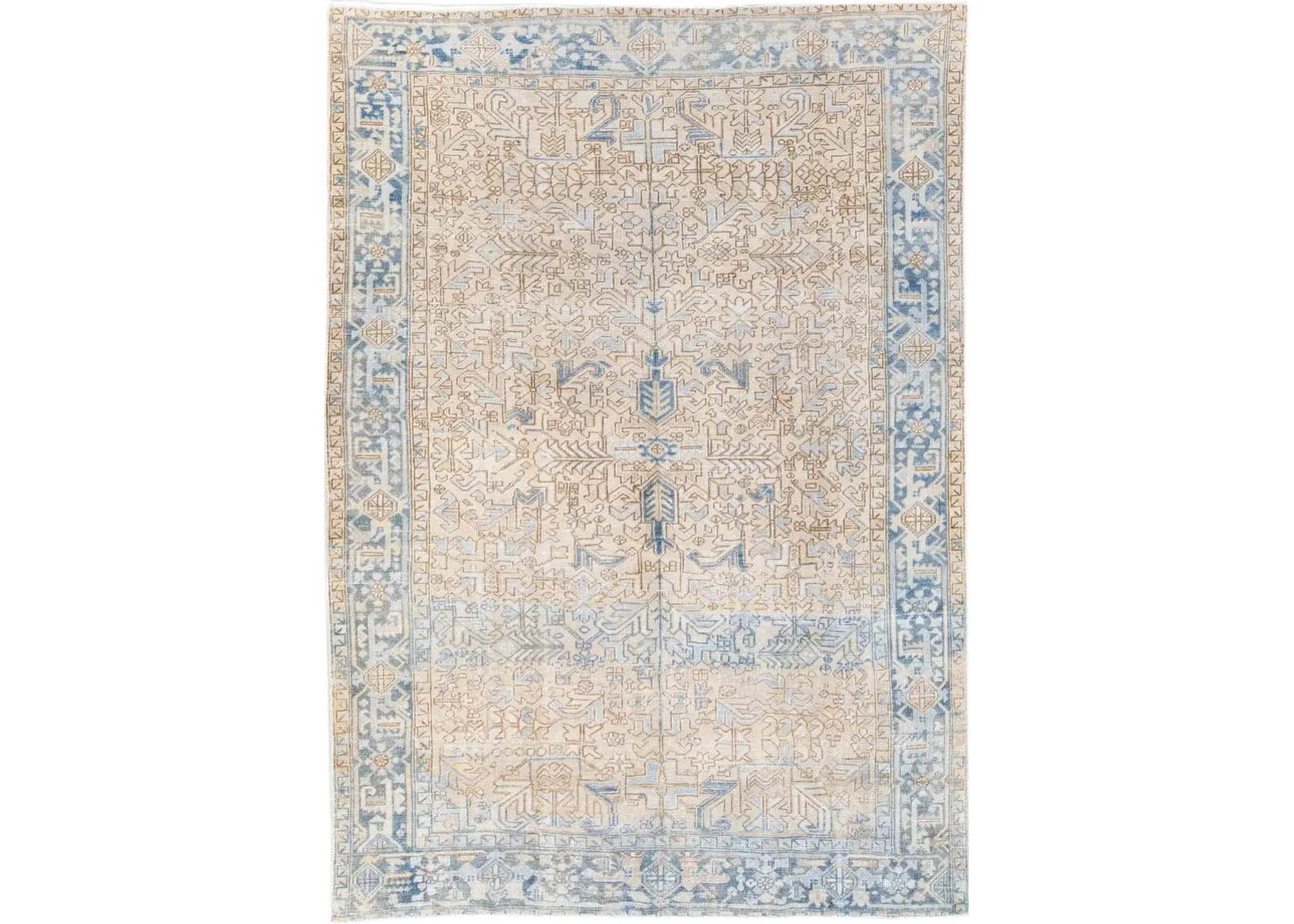 Antique Heriz Beige Wool Rug - Apadana - Beige