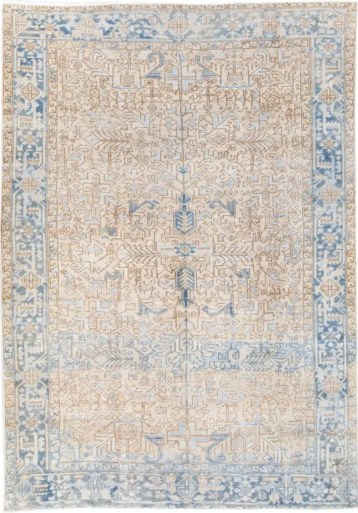 Antique Heriz Beige Wool Rug - Apadana - Beige