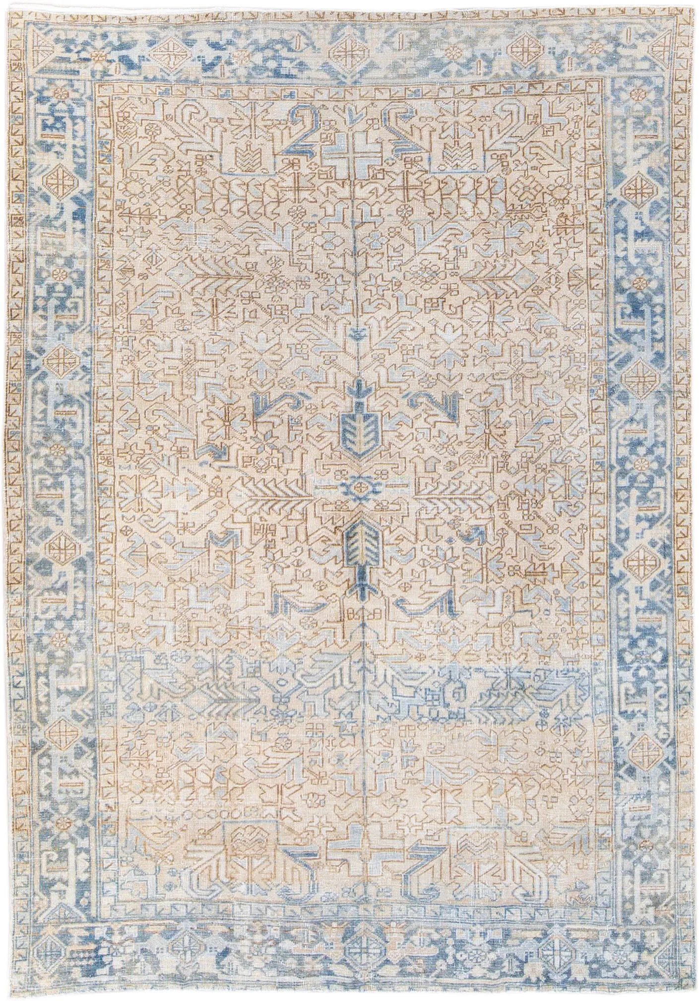 Antique Heriz Beige Wool Rug - Apadana - Beige