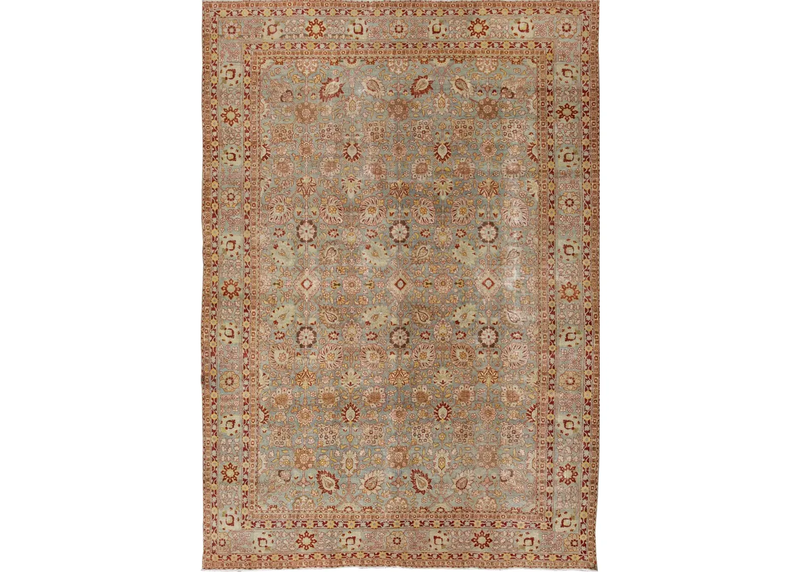 Antique Tabriz Blue Wool Rug - Apadana - Blue