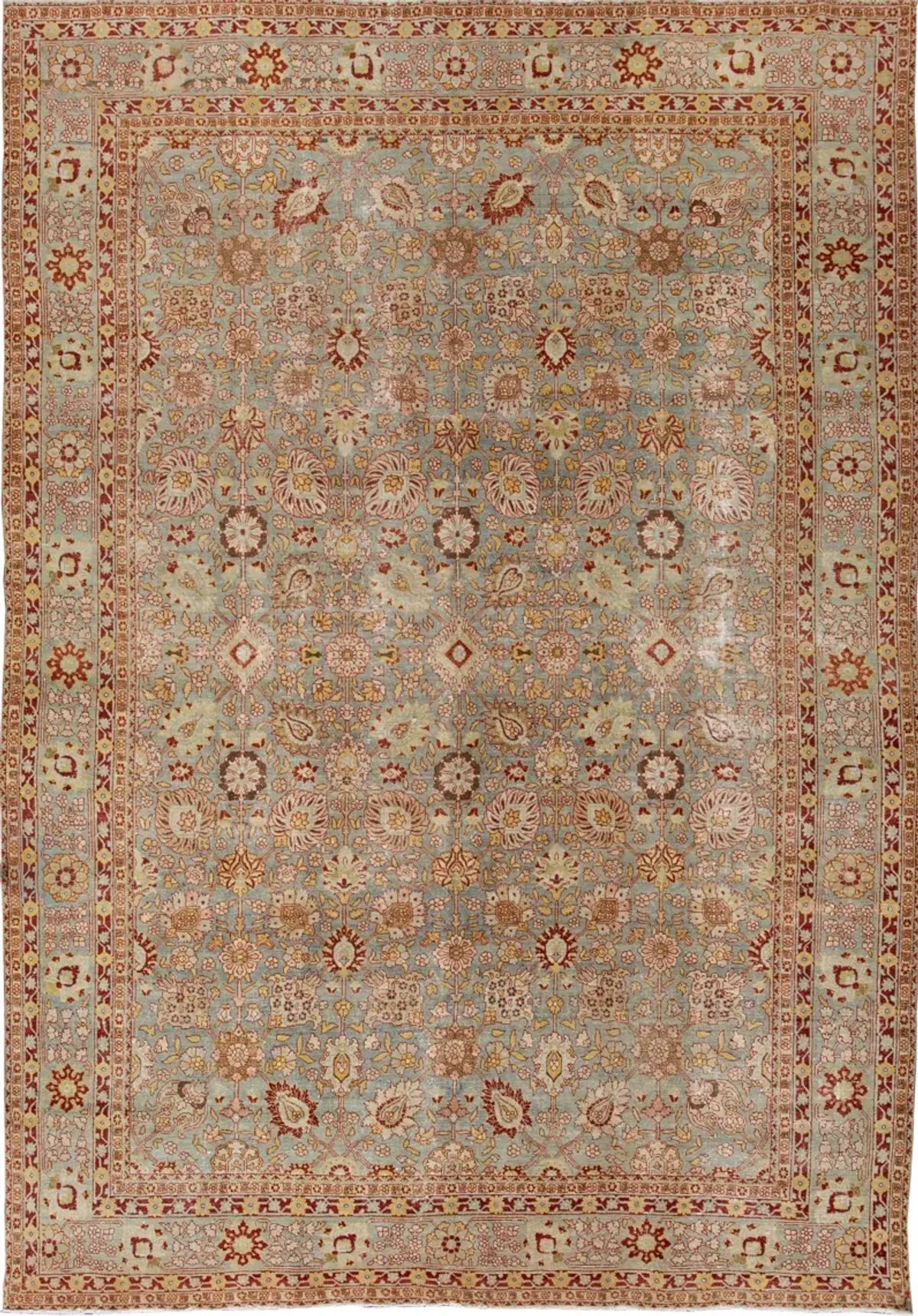 Antique Tabriz Blue Wool Rug - Apadana - Blue