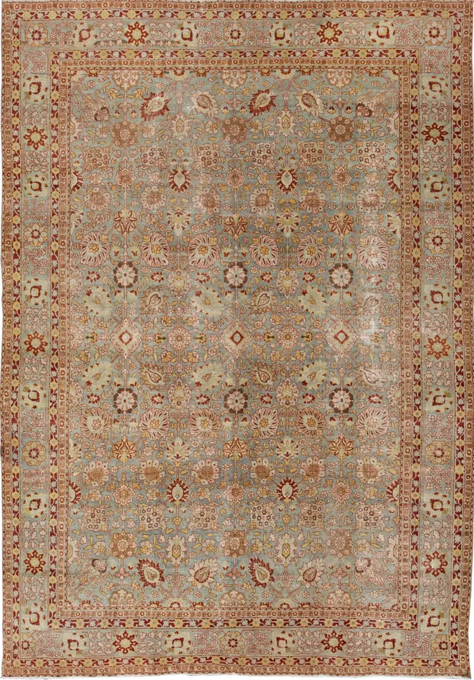 Antique Tabriz Blue Wool Rug - Apadana - Blue