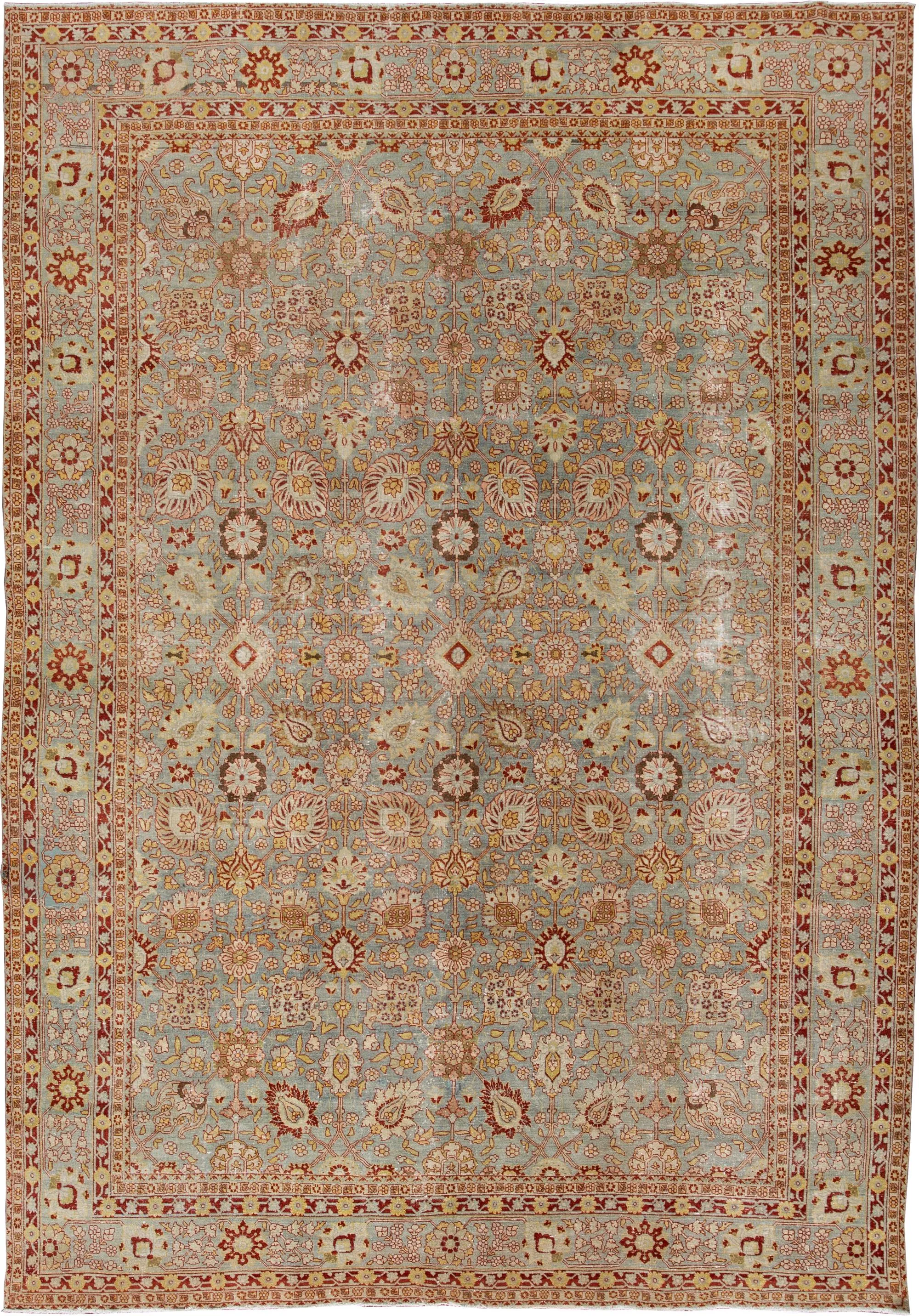 Antique Tabriz Blue Wool Rug - Apadana - Blue