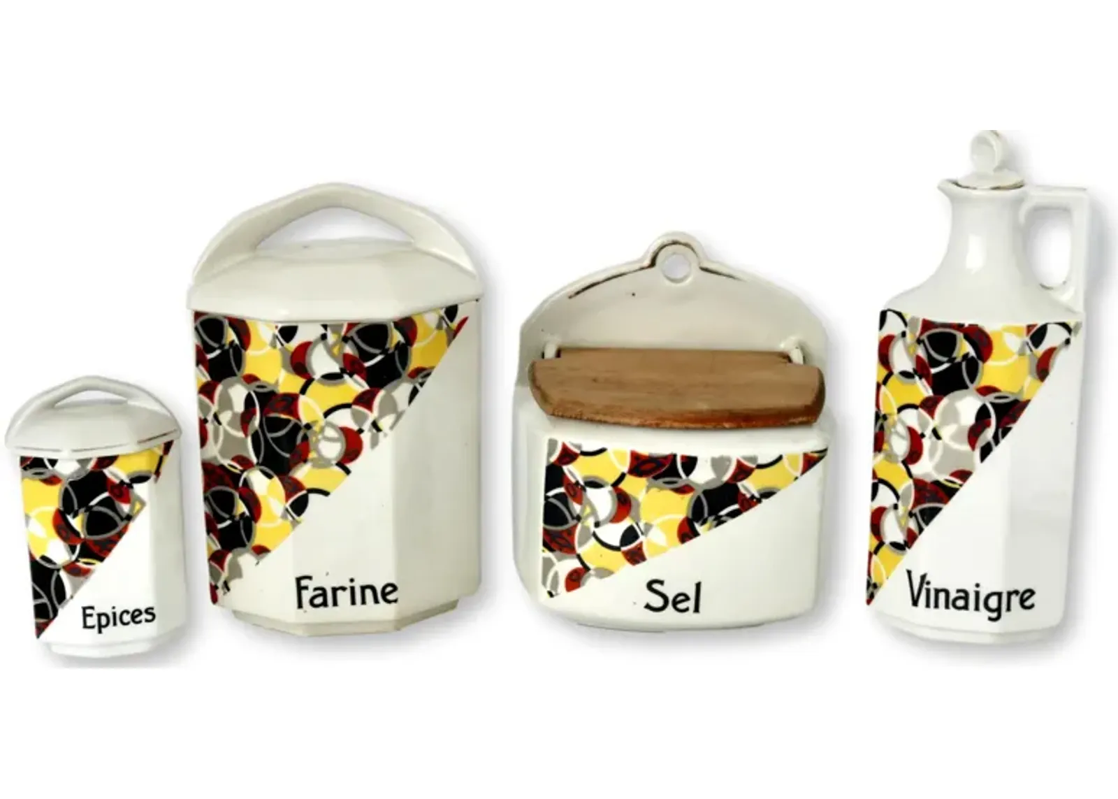 French Art Deco Kitchen Canisters - Set of 4 - The Queens Landing - White