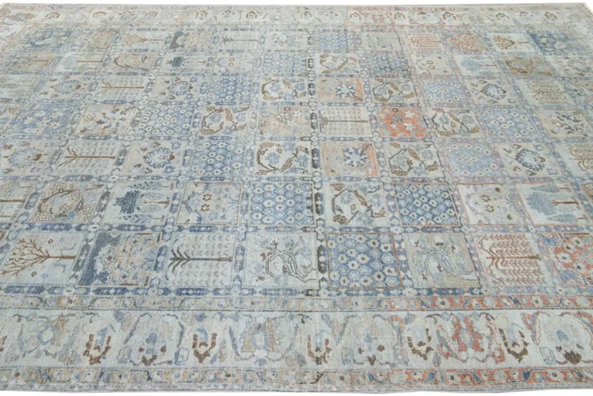 Antique Tabriz Blue Wool Rug - Apadana - Blue