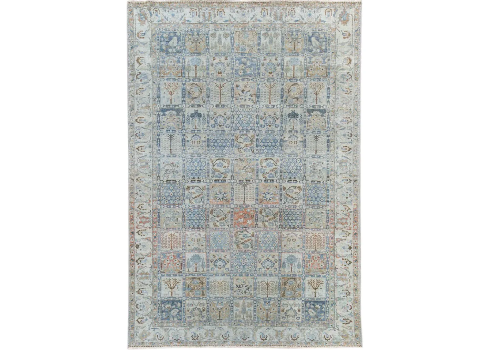 Antique Tabriz Blue Wool Rug - Apadana - Blue