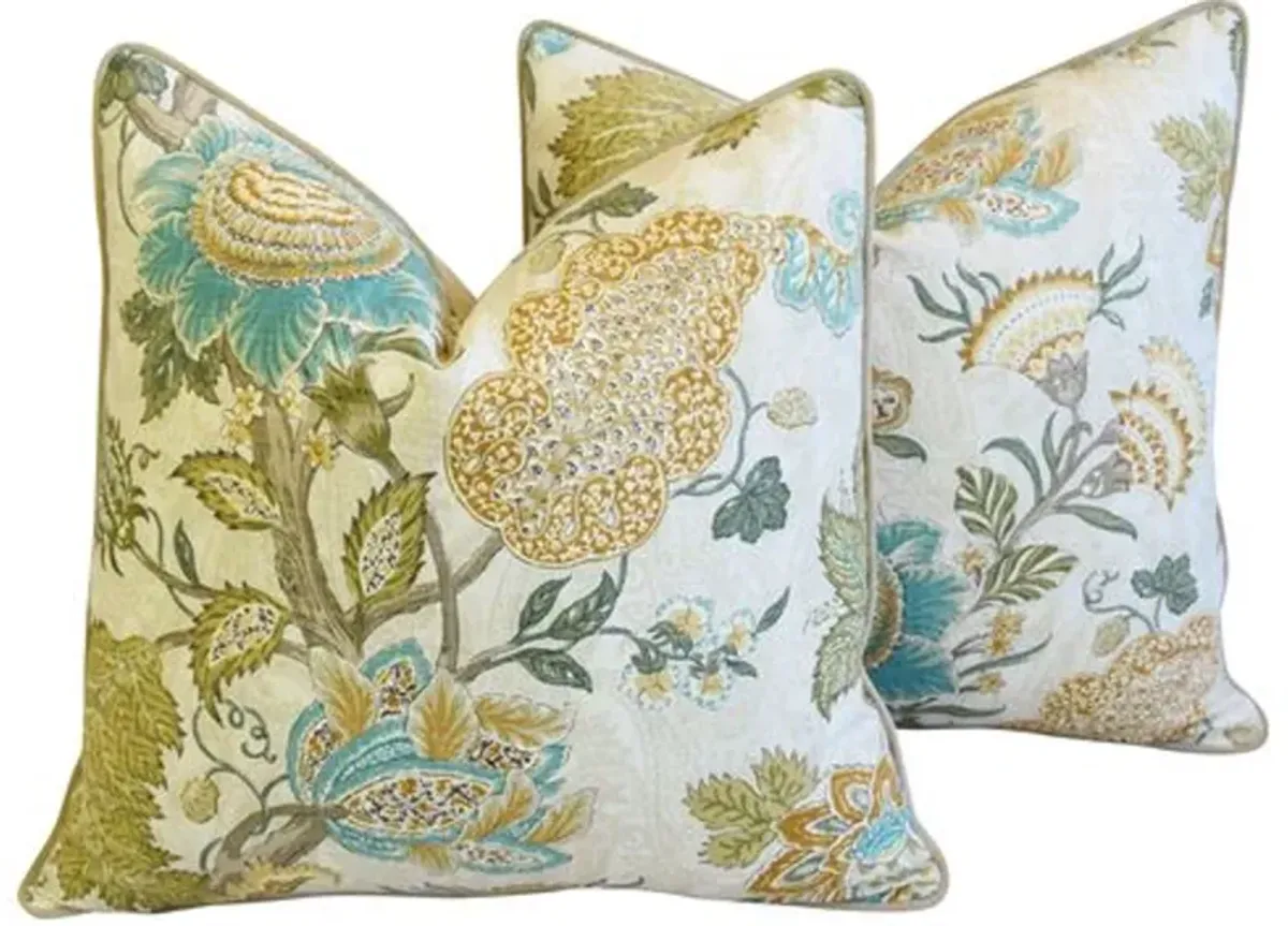 French Jacobean Floral Pillows - Set of 2