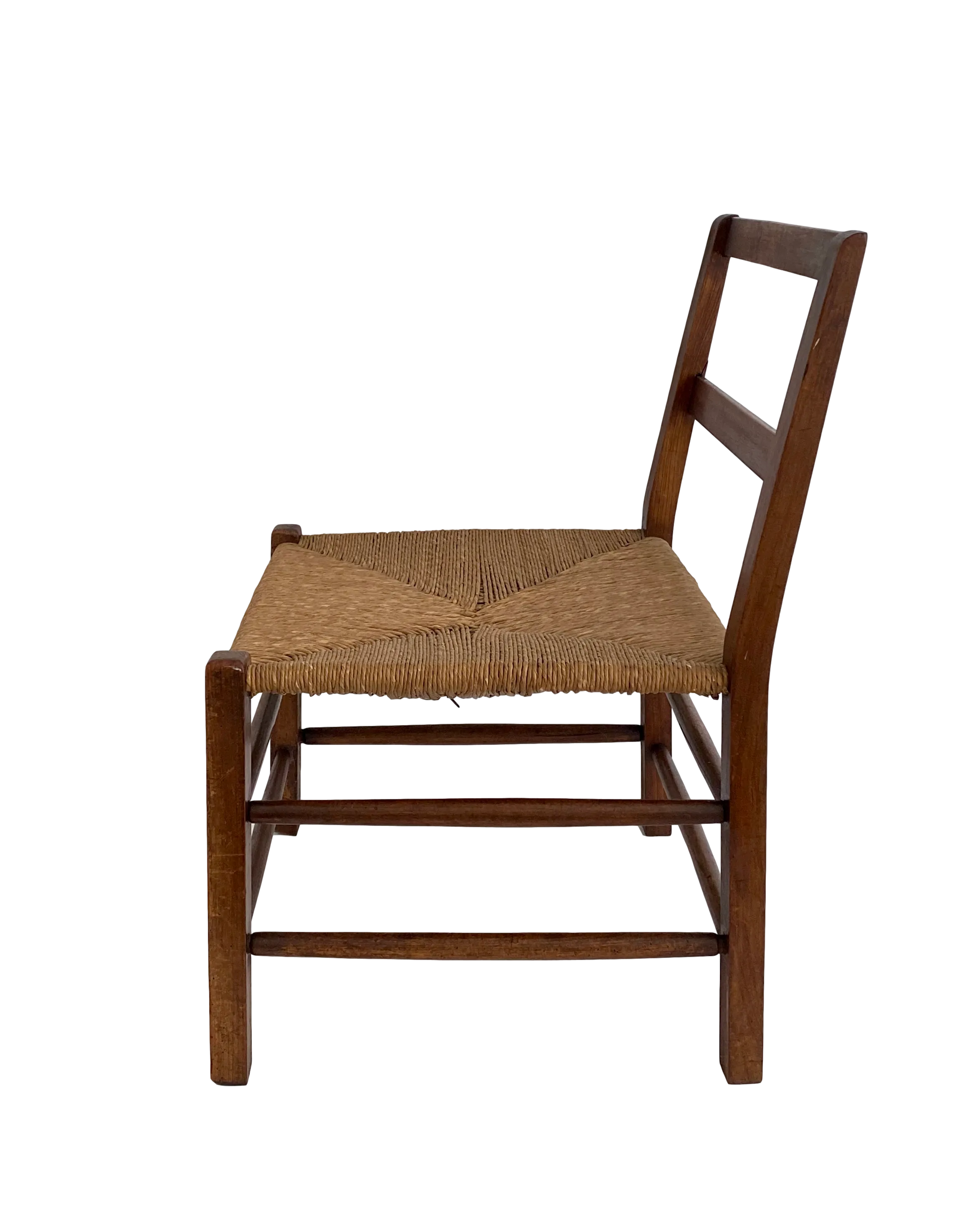 Danish Modern Walnut Chair W/ Rush Seat - Ballyhoo - Brown