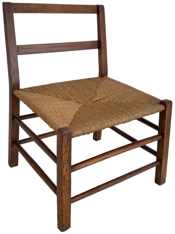 Danish Modern Walnut Chair W/ Rush Seat - Ballyhoo - Brown