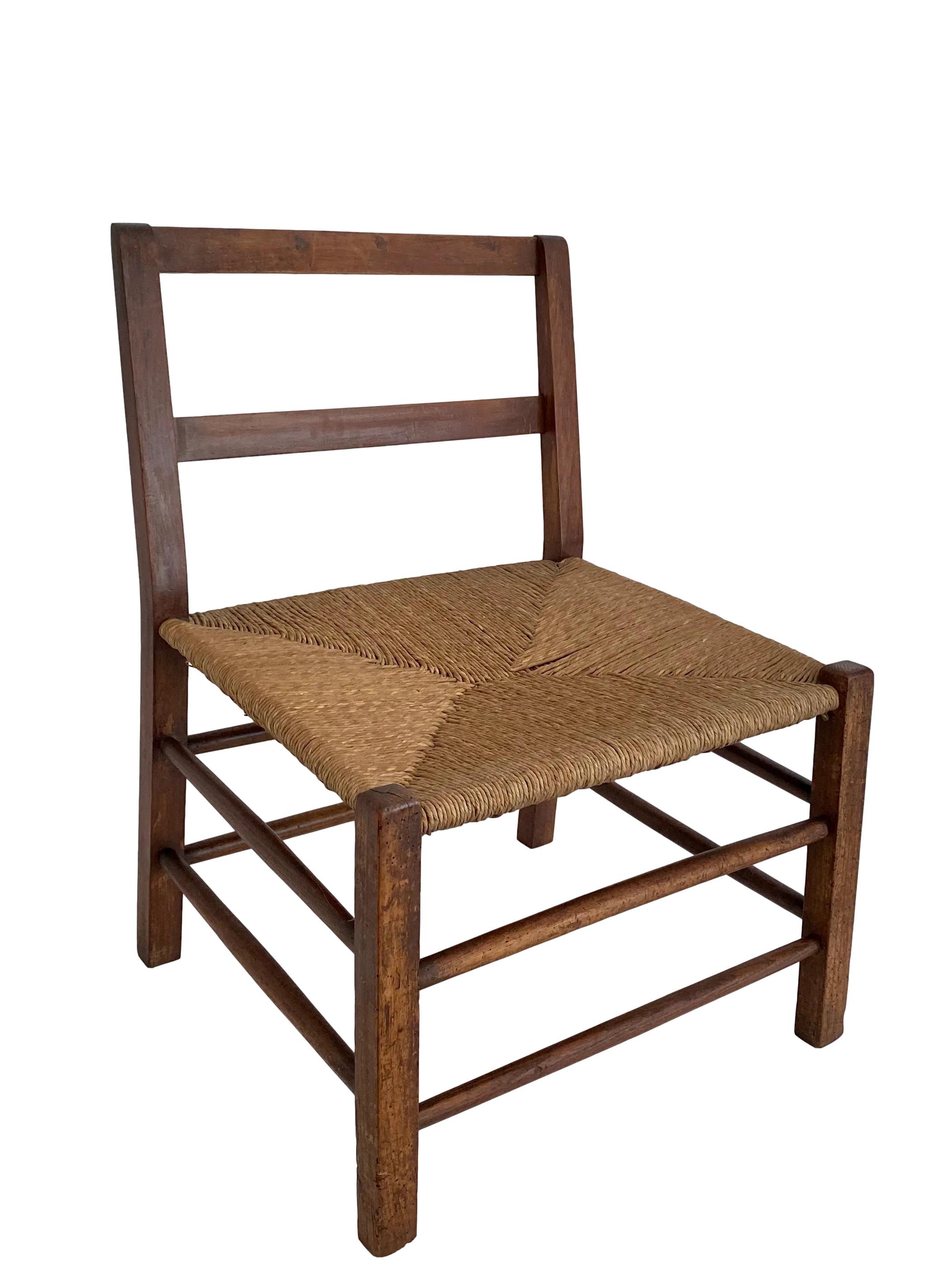 Danish Modern Walnut Chair W/ Rush Seat - Ballyhoo - Brown